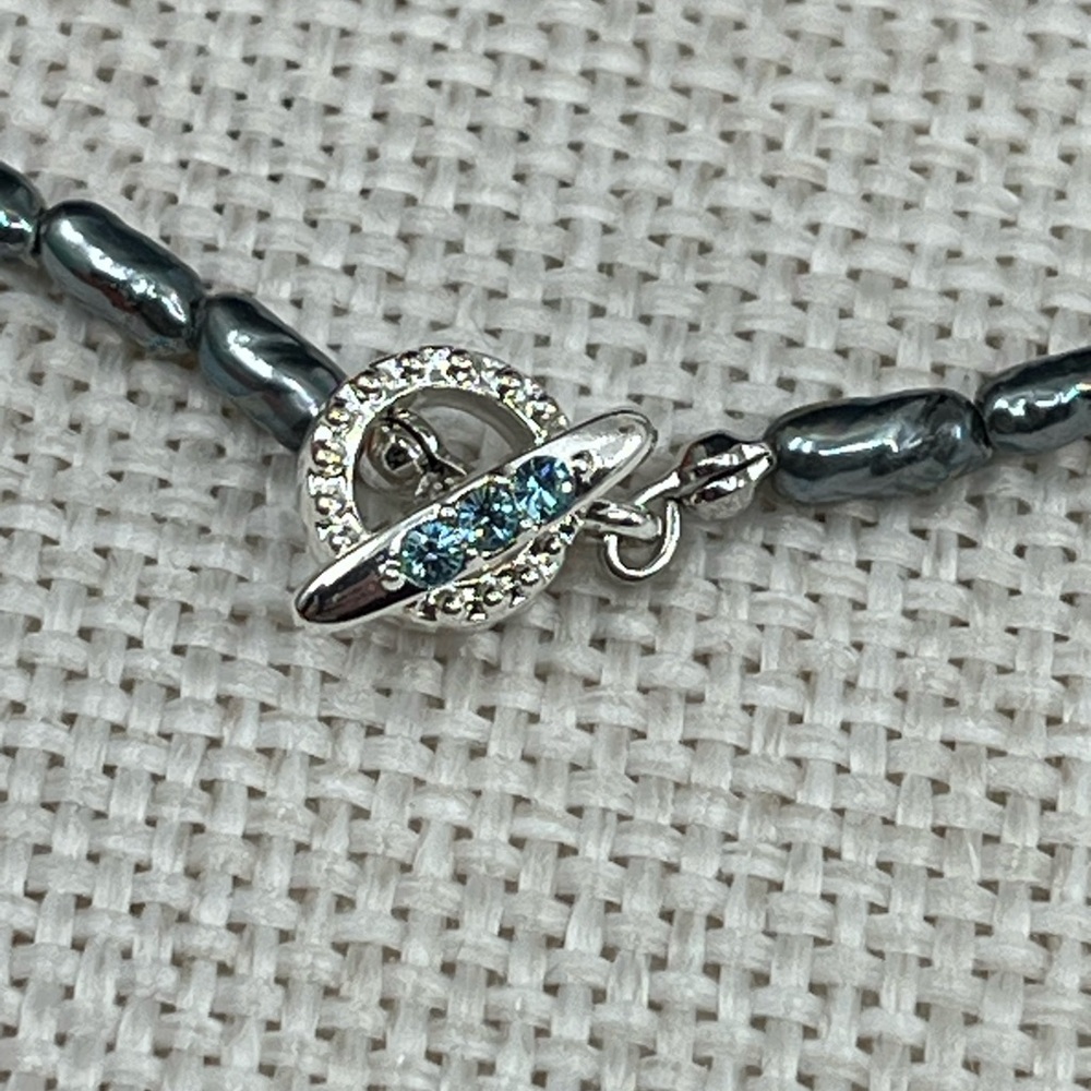 Vintage Hematite and Rhinestone Accented Bracelet – 8” - Picture 4 of 16